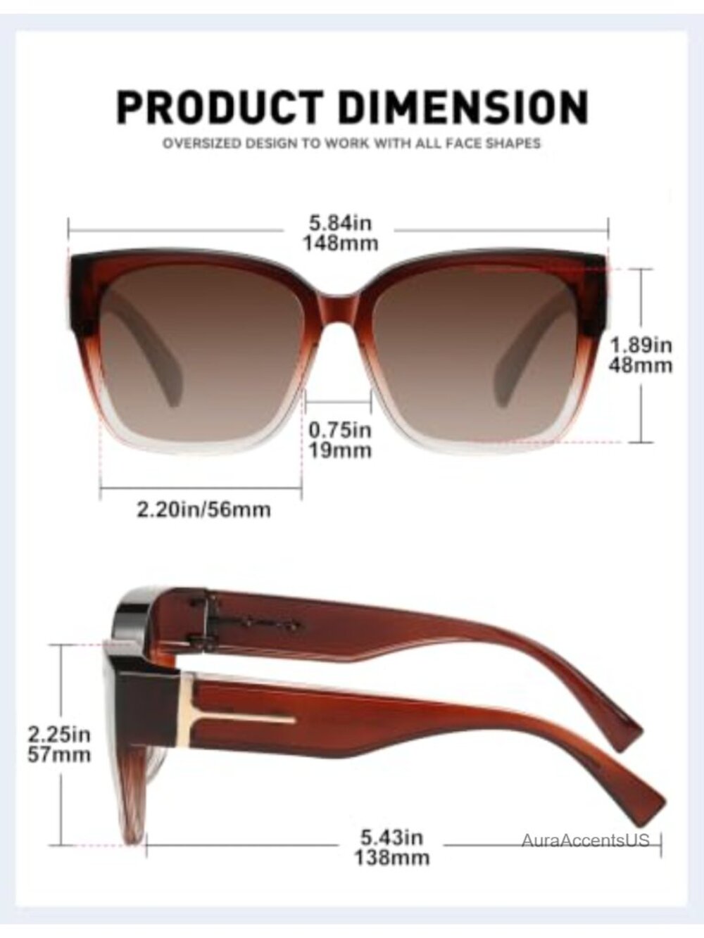 Oversized Polarized Fit Over Sunglasses Square Full-Frame UV400 - Picture 2 of 6